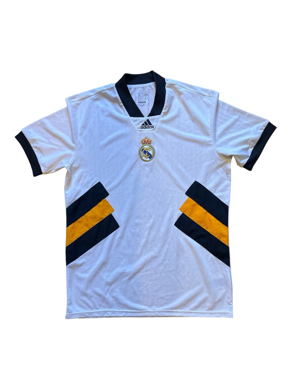 Adidas Real Madrid White Home Jersey with Navy & Gold Accents